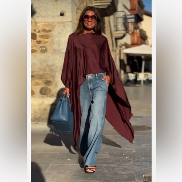 Zara flowing satin cape - Picture 3 of 16